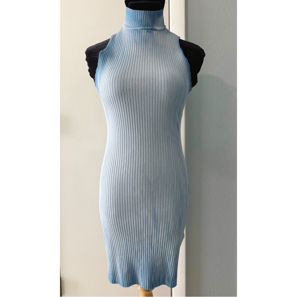 Cotton Citizen Light Blue Turtleneck Racerback Dress